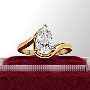 Bague de fiançailles en diamant de laboratoire de 1 carat, taille poire, avec halo caché, en or massif 14 carats - Product Image 5