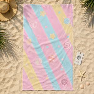 Premium Custom Printed Microfiber <b>Beach</b> Towel Quick Dry Sand Free Oversized Bath Towel Personalized Pastel Stripes Swim <b>Blanket</b> - Product Image 2