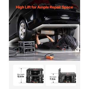 2 vérins pneumatiques robustes, capacité 5 tonnes (11023 lbs), hauteur max. 12,6 pouces, élévateurs de voiture portables à air pour berlines, SUV et pick-up - Product Image 3