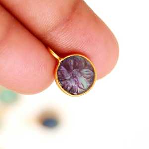 Natural Multi Fluorite Flower Pendant 925 Sterling <b>Silver</b> Hand Carved Gemstone Charm Fluorite Stone Pendant For Jewelry Making - Product Image 4