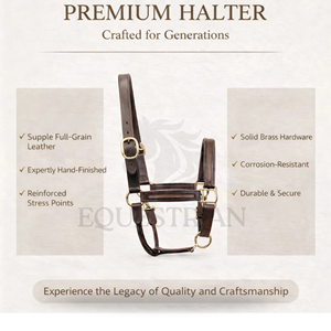 Harnais de cheval en cuir de qualité supérieure, rembourré, réglable, avec ferrures en laiton - Product Image 4