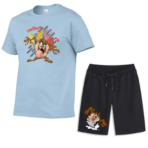 Ensemble court d'été imprimé tendance pour homme, 2 pièces, t-shirt et short en coton - Product Image 6