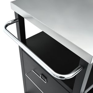 Îlot de cuisine extérieur K K 54,5 pouces avec plan de travail en acier inoxydable, chariot de barbecue en métal, table, armoire de rangement, étagère à épices - Product Image 5