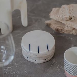 Elegant Natural White Marble and Wood <b>Coasters</b> | Round <b>Drink</b> <b>Coasters</b> for Coffee Table & Office Desk | OEM Bulk Wholesale Export - Product Image 3