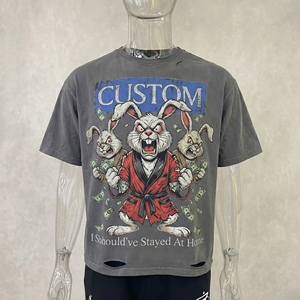 T-shirt personnalisé pour homme avec imprimé de lapin de dessin animé, manches courtes, col rond, style streetwear, tissu jersey 100% coton, taille plus - Product Image 4