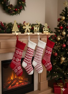 Premium Modern Customizable Metal Christmas <b>Stocking</b> <b>Holders</b> & Mantel Hangers for Festive Fireplace Holiday Decor - Product Image 2