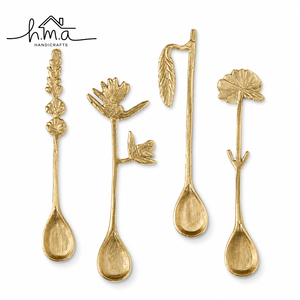 Elegant Brass Cutlery <b>Set</b> with Rustic Branch Shaped Handles Silver <b>Spoon</b> <b>Fork</b> <b>Knife</b> <b>Set</b> Natural Wood Texture Design Modern - Product Image 3
