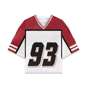 Maillot de football américain pour homme, bleu marine et or, col en V, manches courtes, maille sublimée respirante, numéro d'équipe personnalisé 93 - Product Image 3