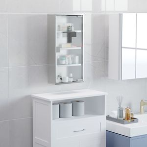 Armoire à pharmacie verrouillable 12''x24'' à 4 niveaux en acier inoxydable, boîte murale de salle de bain avec étagères et bacs de rangement - Product Image 2