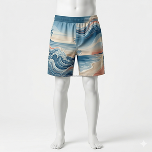 กางเกงว่ายน้ำแบบแห้งเร็ว ยืดได้ 4 ทิศทาง พร้อมเชือกผูกเอว สำหรับทุกเพศ ผลิตด้วยเทคนิคการพิมพ์แบบซับลิเมชั่นเต็มตัว เหมาะสำหรับใส่เที่ยวพักผ่อนในช่วงฤดูร้อน รับผลิตแบบ OEM ODM และรับทำแบรนด์ส่วนตัว - Product Image 2