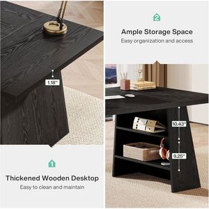 Scrivania Direzionale Moderna da 63 Pollici con Doppio Mobiletto Portaoggetti, Grande Scrivania per Ufficio e Computer per Scrittura e Conferenze - Product Image 6