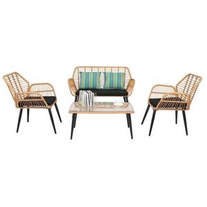 Set da 4 Pezzi in Rattan per Esterni, Resistente alle Intemperie, con Divanetto, Sedia e Tavolo per Patio, Giardino e Barbecue - Product Image 2