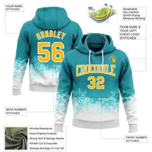 เสื้อฮู้ดลายเกล็ดหิมะสีเขียวอมฟ้าแบบกำหนดเองสำหรับผู้ชาย พิมพ์ชื่อและหมายเลขแบบซับลิเมชั่น เสื้อสเวตเชิ้ตลำลองสำหรับฤดูหนาว - Product Image 6