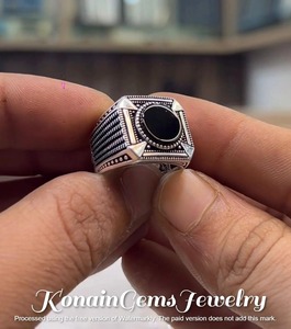 Handmade Oxidized 925 Sterling Silver <b>Black</b> Onyx Men's <b>Ring</b> - Product Image 5