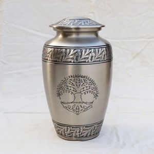 Urna de Cremación de Aluminio Clásica de Moda, Urnas de Cremación con Árbol de la Vida Grabado, para Cenizas Humanas, 200 Pulgadas Cúbicas - Product Image 1