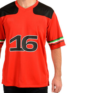 เสื้อฟุตบอลวินเทจแบบใหม่ทรงโอเวอร์ไซส์ เสื้อยืดตาข่ายสไตล์สปอร์ต ลายกราฟิกตัวเลขแบบดิสเทรส สตรีทแวร์ โรงงานรับผลิตแบบ OEM ODM - Product Image 5