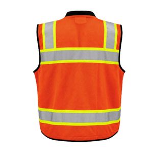 Chaleco de Seguridad Reflectante de Alta Visibilidad ANSI Clase 1, con Luces LED Intermitentes, Color Naranja, Múltiples Bolsillos, Cierre de Cremallera, Diseño de Malla Transpirable - Product Image 2