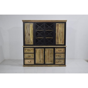 Cadre en bois de manguier massif avec cadre coulissant pour buffet de ferme armoire de salon porte en verre vitrine de meubles de maison - Product Image 5