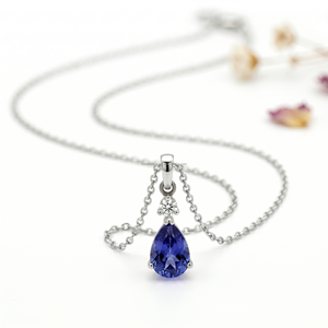 Collar de Lujo con Perlas de Tanzanita, Colgantes y Dijes Finos, Oro Blanco de 14K, Azul Violeta Intenso, Joyería Moderna de Herencia, Diseño Exclusivo - Product Image 3