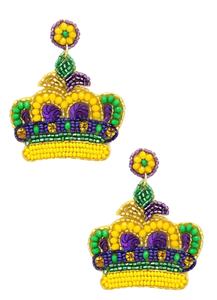Mardi Gras Handmade Seed <b>Beads</b> Jewelry Trendy Dangle Drop Earrings for Women and Girls <b>Direct</b> From India - Product Image 3
