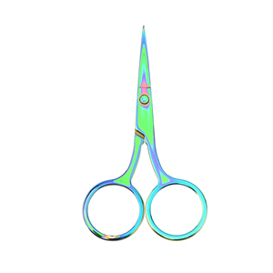 Mini ciseaux de toilettage en acier inoxydable à pointe incurvée pour sourcils, cils, poils de nez et barbe, outil de beauté et de maquillage, couleur personnalisée - Product Image 1