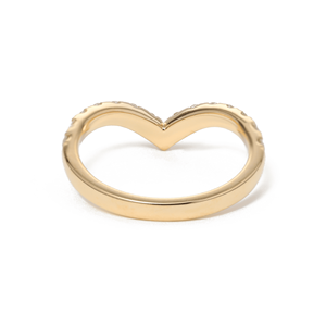 1.9mm round Lab Grown Diamond Curved Wedding Band 18K Yellow Gold Chevron <b>Stacking</b> <b>Ring</b> Guard Enhancer for Women IGI certified - Product Image 4