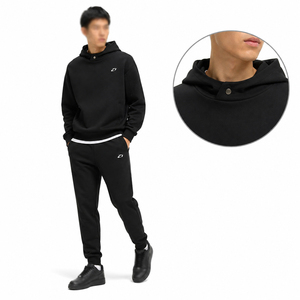 Sudadera con Capucha Negra Personalizada con Logo, Conjunto Deportivo para Hombre, Felpa de Algodón, Transpirable, Uso Diario, Directo de Fábrica - Product Image 1
