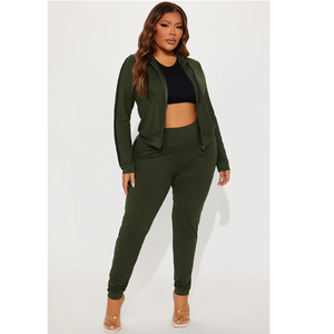Women's Olive Green Hooded Long Sleeve Jumpsuit High Waist Skinny Fit Side Stripe Casual Street Wear Full Length One Piece - Product Image 4