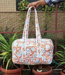 Bolsa de Lona Acolchada de Algodón Vintage, Grande, Azul con Estampado Floral, de Alta Calidad, para Viajes Cortos, para Mujer, el Mejor Regalo para una Persona Especial - Product Image 5