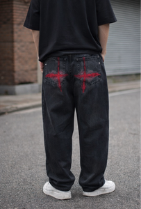 Vintage Black Straight Breathable Lightweight Cotton High Waist Streetwear Jeans Unisex All Season Formal - Product Image 2