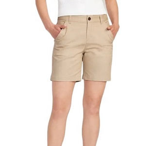 Shorts Chino Elásticos Tejidos para Mujer, Sólidos, Casuales, Utilitarios, Tipo Falda, Corte Recto, Cintura Media, para Uso en Exteriores y Verano - Product Image 6