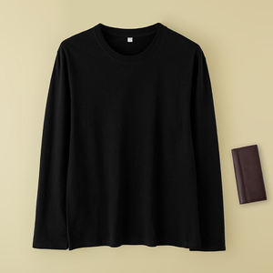 Camiseta Unisex de Manga Larga con Cuello Redondo, Color Sólido, de Algodón, con Logotipo Bordado Personalizado OEM, Precio de Fábrica China Bangladesh - Product Image 4