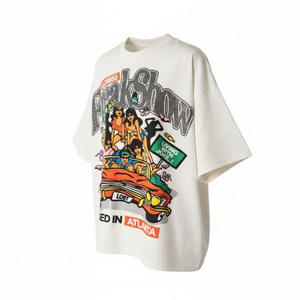 T-shirt surdimensionné pour homme FreakShow Club855 avec imprimé de dessin animé, col rond, manches courtes, style streetwear d'Atlanta, tissu jersey - Product Image 5