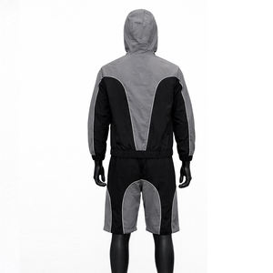 Fabricants de vêtements OEM, veste coupe-vent en polyester et nylon imperméable personnalisée, ensemble veste zippée et short - Product Image 6