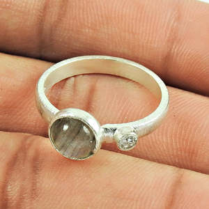 Anillo de Labradorita Natural y Circonita Cúbica en Oferta, Joyería Bohemia Hecha a Mano con Plata de Ley 925, Joyería al por Mayor - Product Image 2