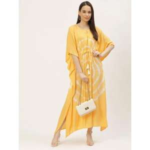 Caftán Azul Oscuro para Mujer, Teñido a Mano, Estilo Casual, Corte Holgado, Talla Única, Hecho en India - Product Image 3