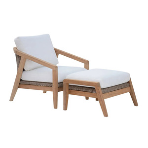 Modern Teak Wood Outdoor Garden <b>Sofa</b> <b>Set</b> with Upholstered Non-Waterproof Cushions - Product Image 3