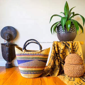 Sustainable Handmade Bolga <b>Basket</b> Seagrass <b>Straw</b> Storage Organizer Wholesale Exporter from Vietnam - Product Image 2