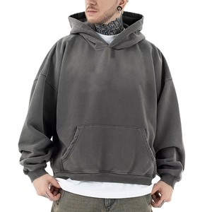 Sweat à capuche vintage surdimensionné délavé à l'acide pour homme, 380 g/m² coton épais, taille XS, motif imprimé 3D, hiver, offre ODM - Product Image 1