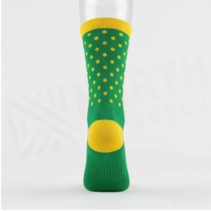 Green Yellow Dot Crew <b>Socks</b> Breathable Cycling <b>Socks</b> for Adults Summer Season Knitted Pattern Spandex <b>Polyester</b> Material - Product Image 2