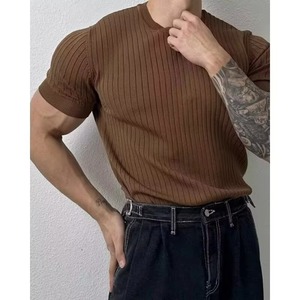 Camiseta de Verano de Alta Gama para Hombre, Corte Holgado Informal, Manga Corta, Tejido de Punto, Diseño Sólido, Transpirable, Tela de 180 Gramos, Bordada - Product Image 2