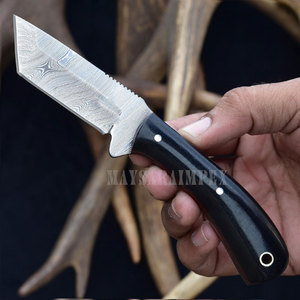 Couteau à lame fixe en acier Damas portable avec manche en bois, couteaux de survie professionnels pour la chasse et le camping en plein air, pour le bricolage - Product Image 2
