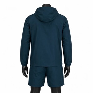 Navy Blue Hooded <b>Windbreaker</b> Jacket Set With Zipper And Pockets Water Resistant <b>Windbreaker</b> Short Sets - Product Image 6