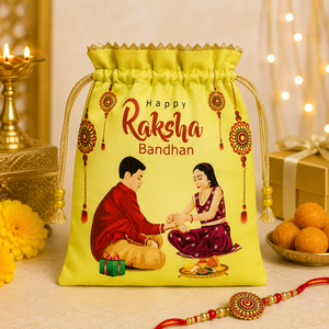 Bolsa de Regalo con Cordón para el Festival Raksha Bandhan, Bolsa de Satén para Regalo de Hermano o Hermana, Bolsa de Embalaje para Joyería Reutilizable - Product Image 4