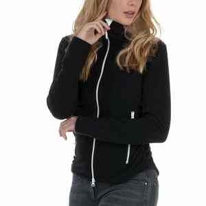 Veste d'équitation pour femmes en polyester et coton noir, fermeture éclair, col haut, pour activités équestres, logo personnalisé VI-HRJ-0029 - Product Image 4
