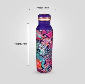 ขวดน้ำทองแดงพิมพ์ลายมันดาลา ดีไซน์สีสันสดใส ขวดน้ำดื่มแบบใช้ซ้ำได้ สีม่วง สำหรับเดินทาง สำนักงาน ห้องครัว เติมน้ำให้ร่างกาย - Product Image 1