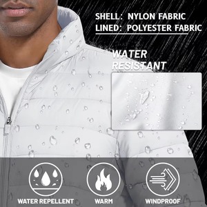เสื้อแจ็คเก็ตพัฟเฟอร์ฤดูหนาวแบบคอตั้ง ตัดต่อผ้า ไนลอน 100% - Product Image 2