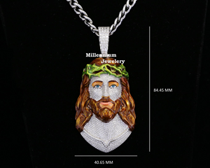 Pendentif Visage de Jésus D'VINS JEWELS en Argent 925 Plaqué Rhodium avec Diamants Sertis, Charme Religieux, Cadeau Personnalisé IGI - Product Image 4