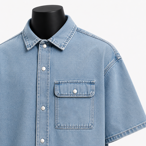 Camisa de Trabajo Casual de Mezclilla Ligera para Hombre, Precio Económico, Transpirable, Ecológica, Otoño, ODM, 100% Algodón Orgánico, Alta Calidad - Product Image 6
