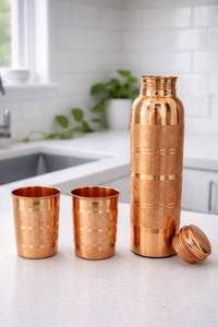 ขวดน้ำทองแดง EUROHOME INTERNATIONAL ลายคลื่น ดีไซน์แบบตะวันออก พกพาสะดวกสำหรับใช้กลางแจ้ง - Product Image 3